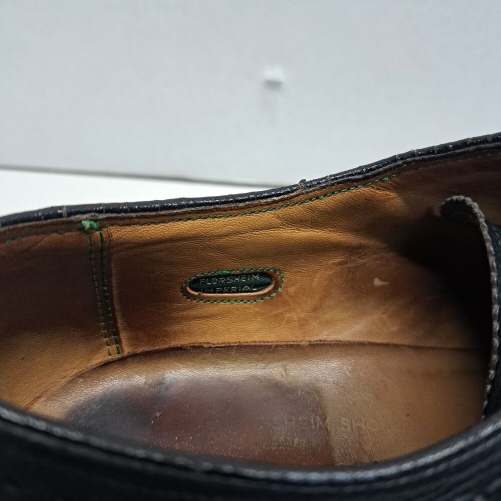 Vintage Florsheim Imperial Black Longwing EH Code V Cleat Men's 11D - Picture 7 of 11